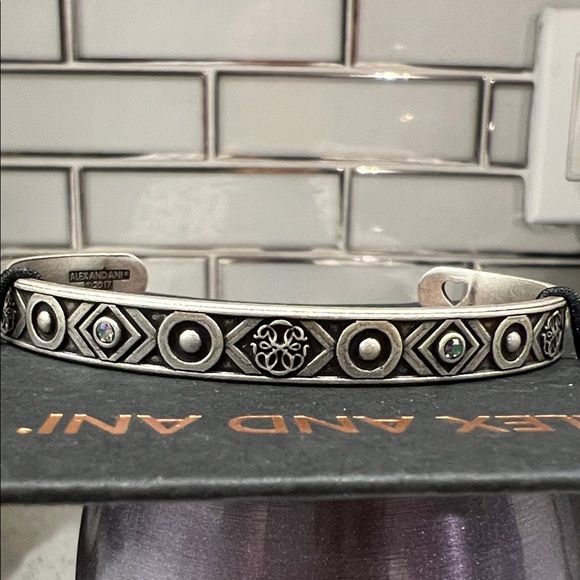 Alex and Ani Silver Cuff with Black and crystal Details - Picture 1 of 7